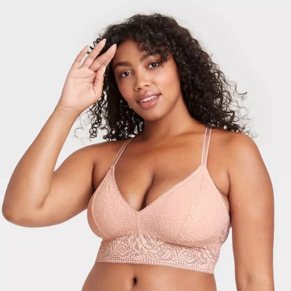 NWT Auden Lightly Lined Long Line Bralette Pink Size XL